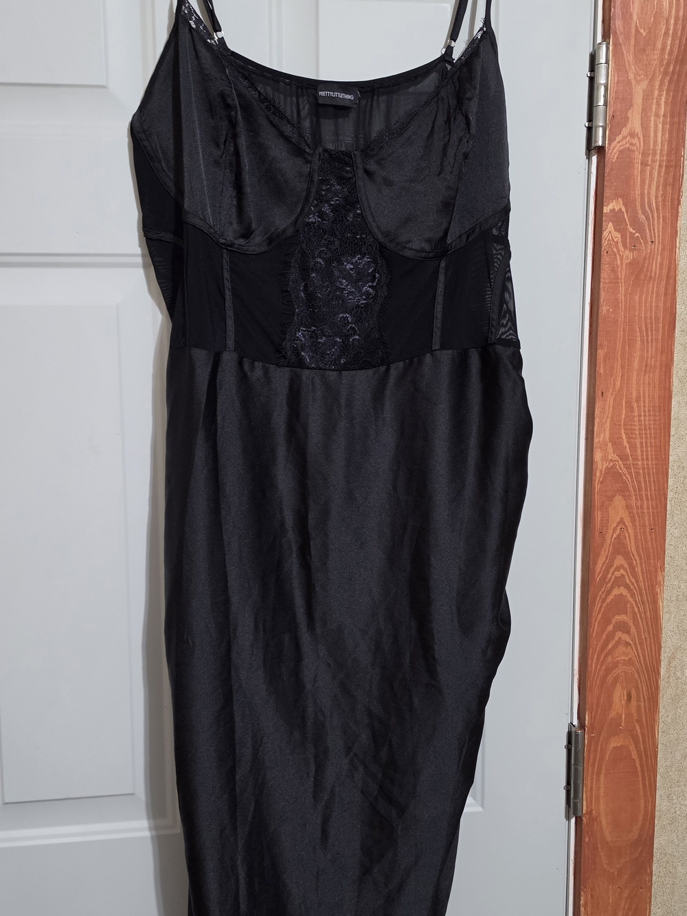 Black Satin Slip Dress with Lace Size 22 3x